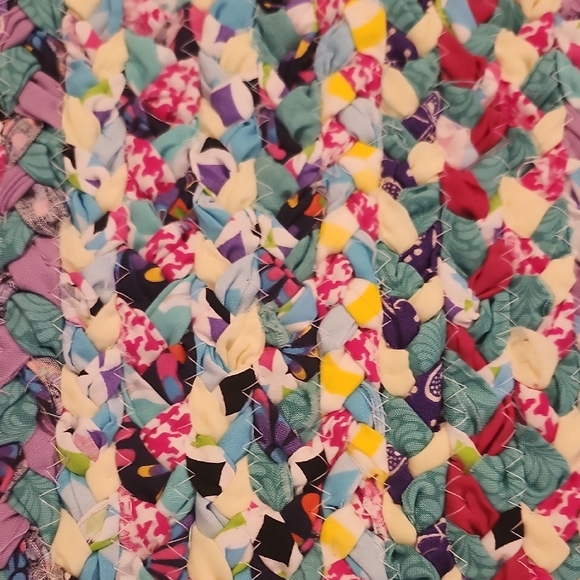 Handmade Colorful Braided Patchwork Rug - Picture 3 of 5